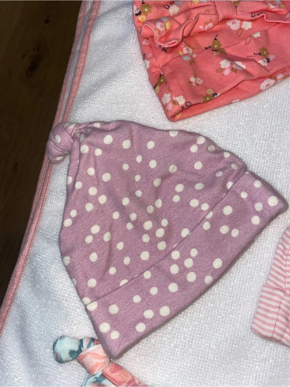 Baby Girl Floral & Pink Knot Hats Set (6 hats)